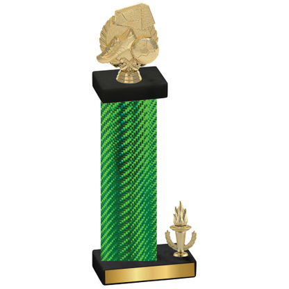 Accented Single Green Carbon Fiber Victory Soccer Trophy