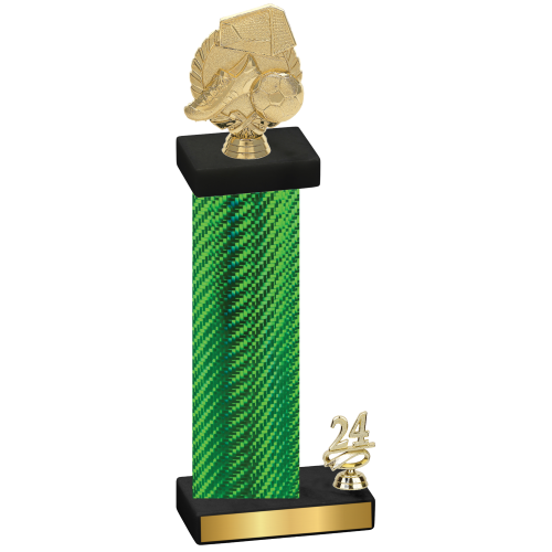 Accented Single Green Carbon Fiber Year Soccer Trophy