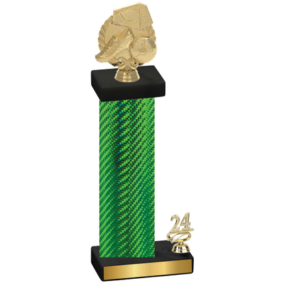 Accented Single Green Carbon Fiber Year Soccer Trophy