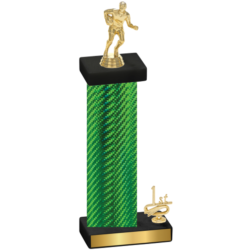 Accented Single Green Carbon Fiber First Place Rugby Trophy