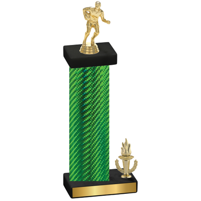 Accented Single Green Carbon Fiber Victory Rugby Trophy