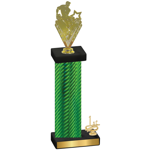 Accented Single Green Carbon Fiber First Place Rugby Trophy