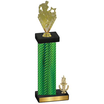 Accented Single Green Carbon Fiber Victory Rugby Trophy