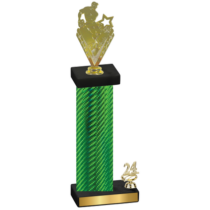 Accented Single Green Carbon Fiber Year Rugby Trophy