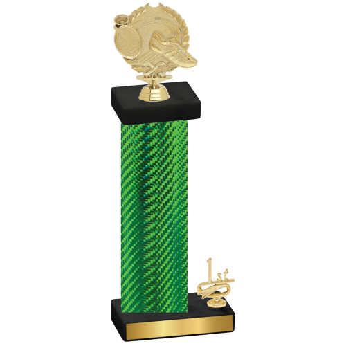 Accented Single Green Carbon Fiber First Place Running Trophy