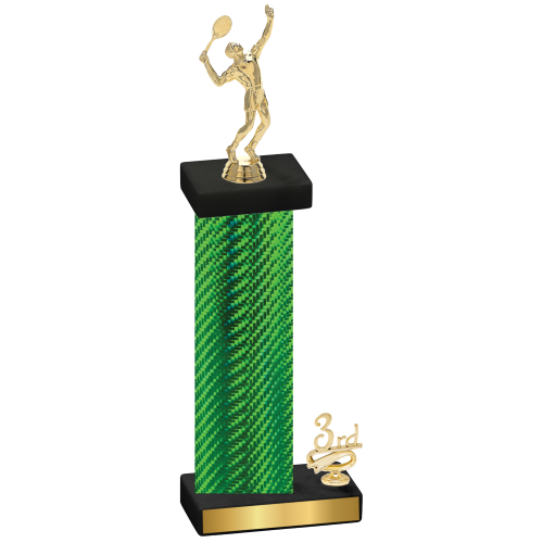 Accented Single Green Carbon Fiber Third Place Tennis Trophy