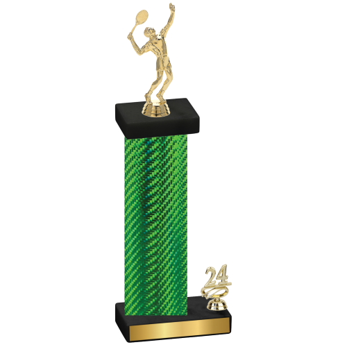 Accented Single Green Carbon Fiber Year Tennis Trophy