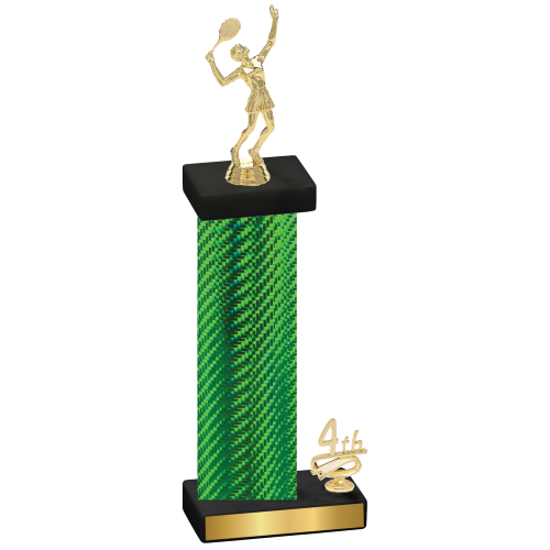 Accented Single Green Carbon Fiber Fourth Place Tennis Trophy