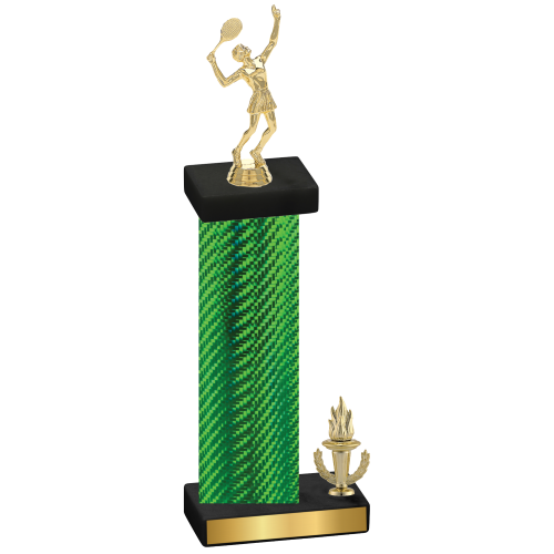 Accented Single Green Carbon Fiber Victory Tennis Trophy