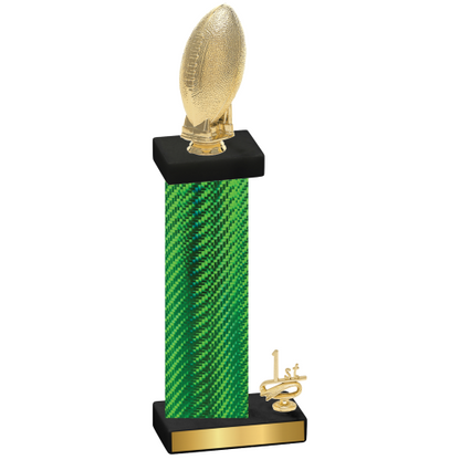 Accented Single Green Carbon Fiber First Place Football Trophy