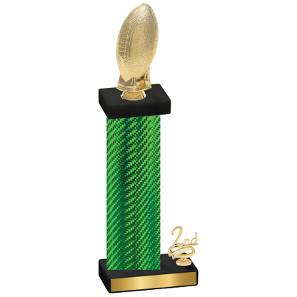 Accented Single Green Carbon Fiber Second Place Football Trophy