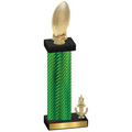 Accented Single Green Carbon Fiber Victory Football Trophy