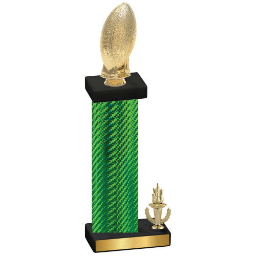 Accented Single Green Carbon Fiber Victory Football Trophy