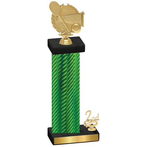 Accented Single Green Carbon Fiber Second Place Tennis Trophy