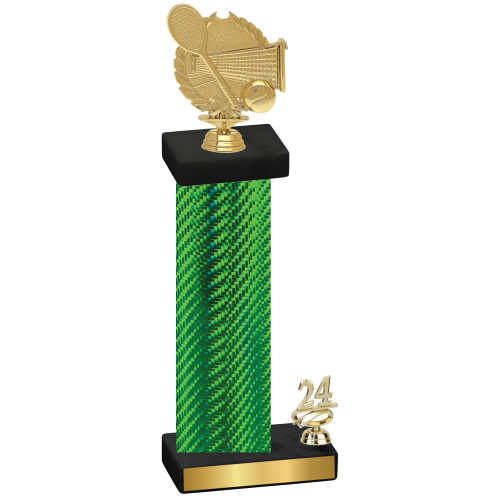 Accented Single Green Carbon Fiber Year Tennis Trophy