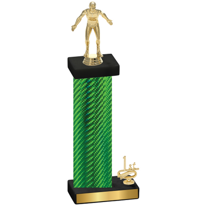 Accented Single Green Carbon Fiber First Place Wrestling Trophy