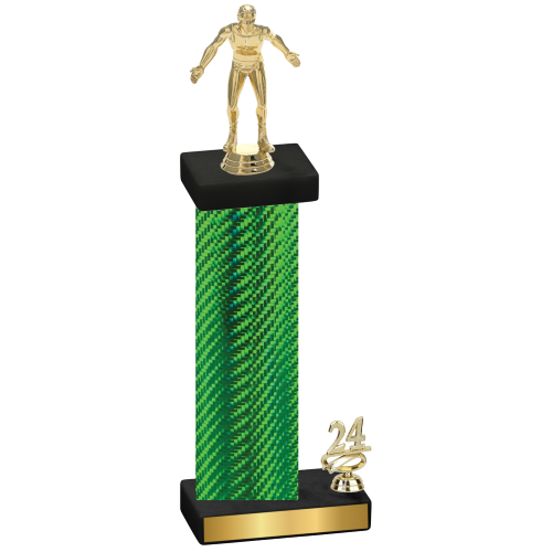 Accented Single Green Carbon Fiber Year Wrestling Trophy