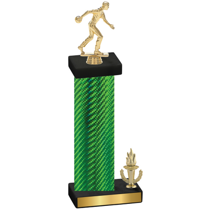 Accented Single Green Carbon Fiber Victory Bowling Trophy