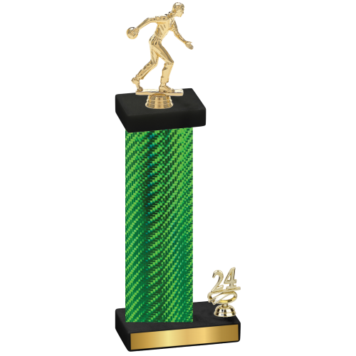 Accented Single Green Carbon Fiber Year Bowling Trophy