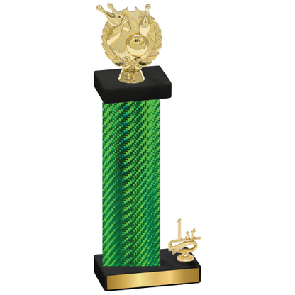 Accented Single Green Carbon Fiber First Place Bowling Trophy