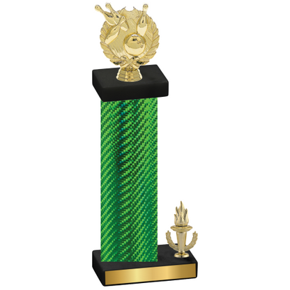 Accented Single Green Carbon Fiber Victory Bowling Trophy