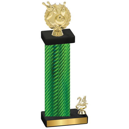 Accented Single Green Carbon Fiber Year Bowling Trophy