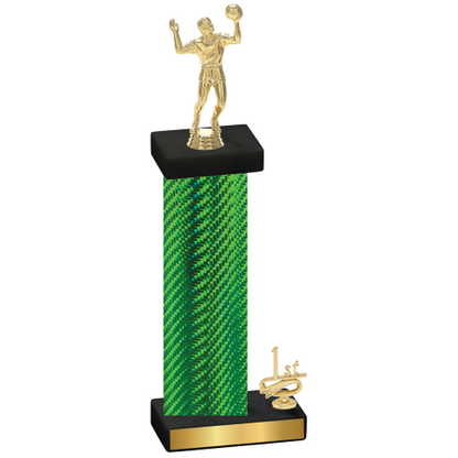 Accented Single Green Carbon Fiber First Place Volleyball Trophy