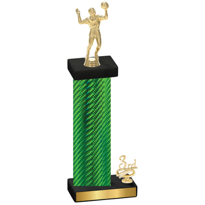 Accented Single Green Carbon Fiber Third Place Volleyball Trophy