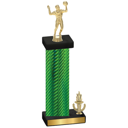 Accented Single Green Carbon Fiber Victory Volleyball Trophy