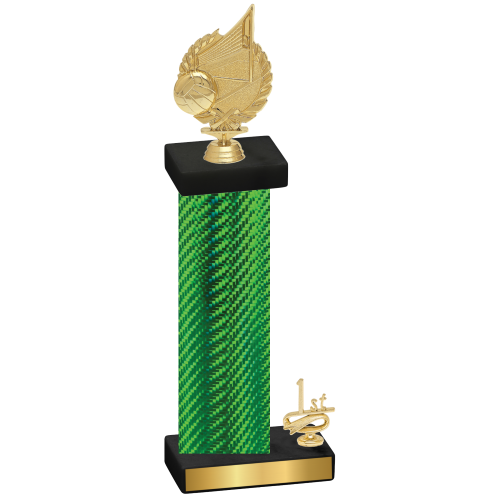 Accented Single Green Carbon Fiber First Place Volleyball Trophy