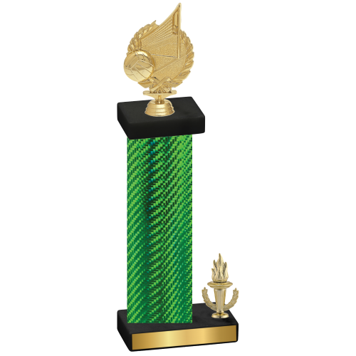 Accented Single Green Carbon Fiber Victory Volleyball Trophy