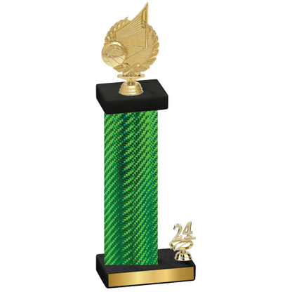 Accented Single Green Carbon Fiber Year Volleyball Trophy
