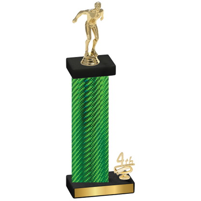 Accented Single Green Carbon Fiber Fourth Place Swimming Trophy