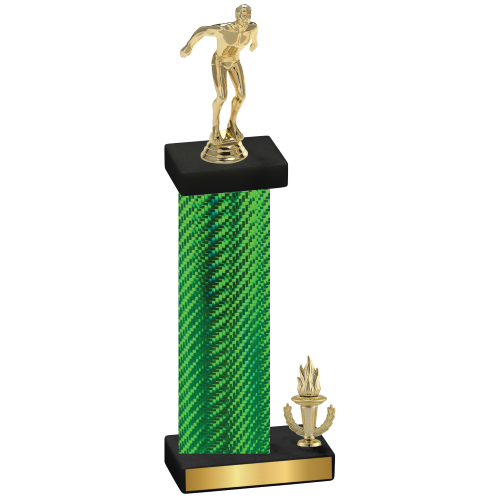 Accented Single Green Carbon Fiber Victory Swimming Trophy