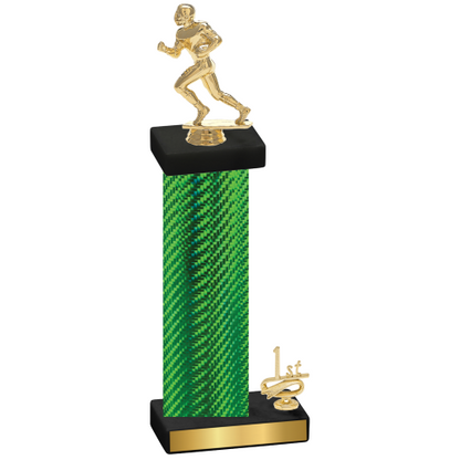 Accented Single Green Carbon Fiber First Place Football Trophy