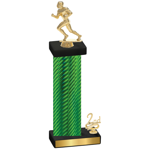 Accented Single Green Carbon Fiber Second Place Football Trophy
