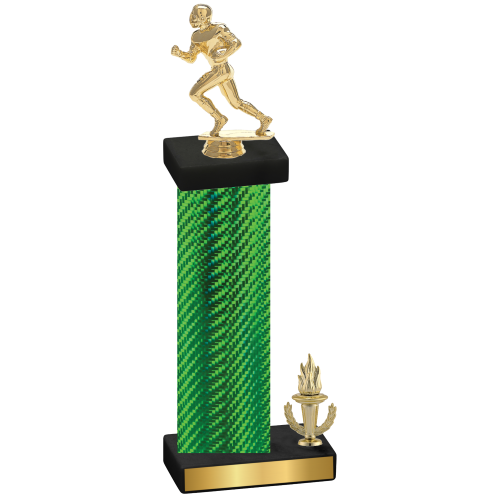 Accented Single Green Carbon Fiber Victory Football Trophy