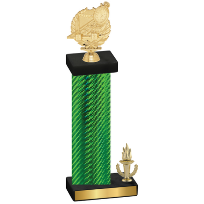 Accented Single Green Carbon Fiber Victory Swimming Trophy