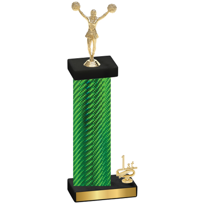 Accented Single Green Carbon Fiber First Place Cheerleading Trophy