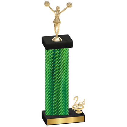 Accented Single Green Carbon Fiber Second Place Cheerleading Trophy