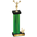 Accented Single Green Carbon Fiber Third Place Cheerleading Trophy