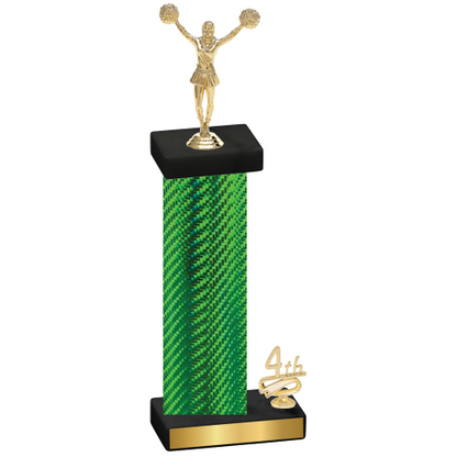 Accented Single Green Carbon Fiber Fourth Place Cheerleading Trophy