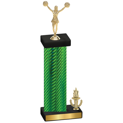 Accented Single Green Carbon Fiber Victory Cheerleading Trophy