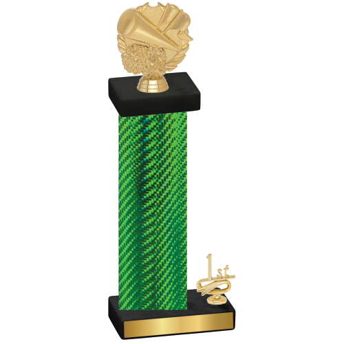 Accented Single Green Carbon Fiber First Place Cheerleading Trophy