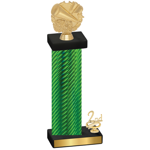 Accented Single Green Carbon Fiber Second Place Cheerleading Trophy