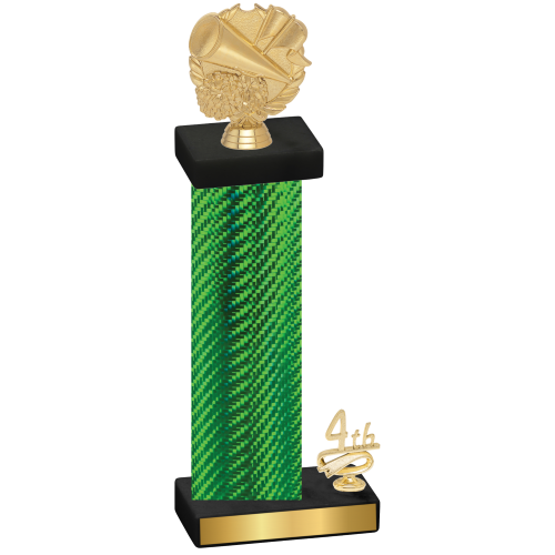 Accented Single Green Carbon Fiber Fourth Place Cheerleading Trophy