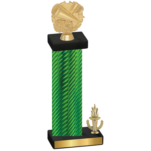 Accented Single Green Carbon Fiber Victory Cheerleading Trophy