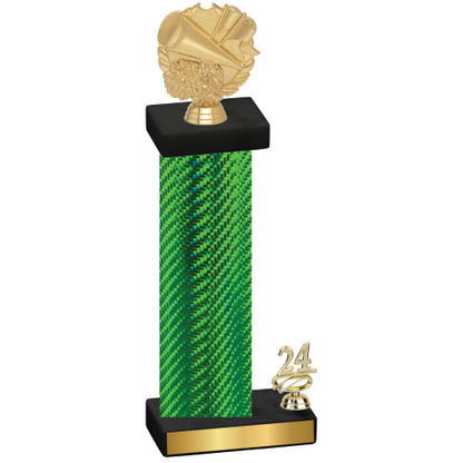 Accented Single Green Carbon Fiber Year Cheerleading Trophy