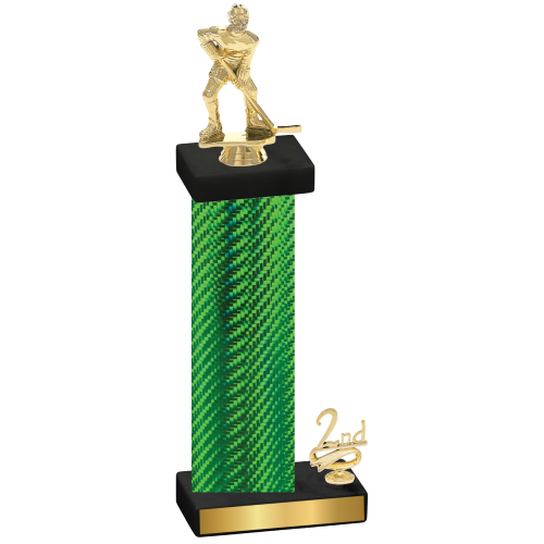 Accented Single Green Carbon Fiber Second Place Hockey Trophy