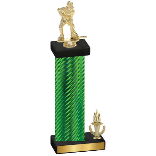 Accented Single Green Carbon Fiber Victory Hockey Trophy